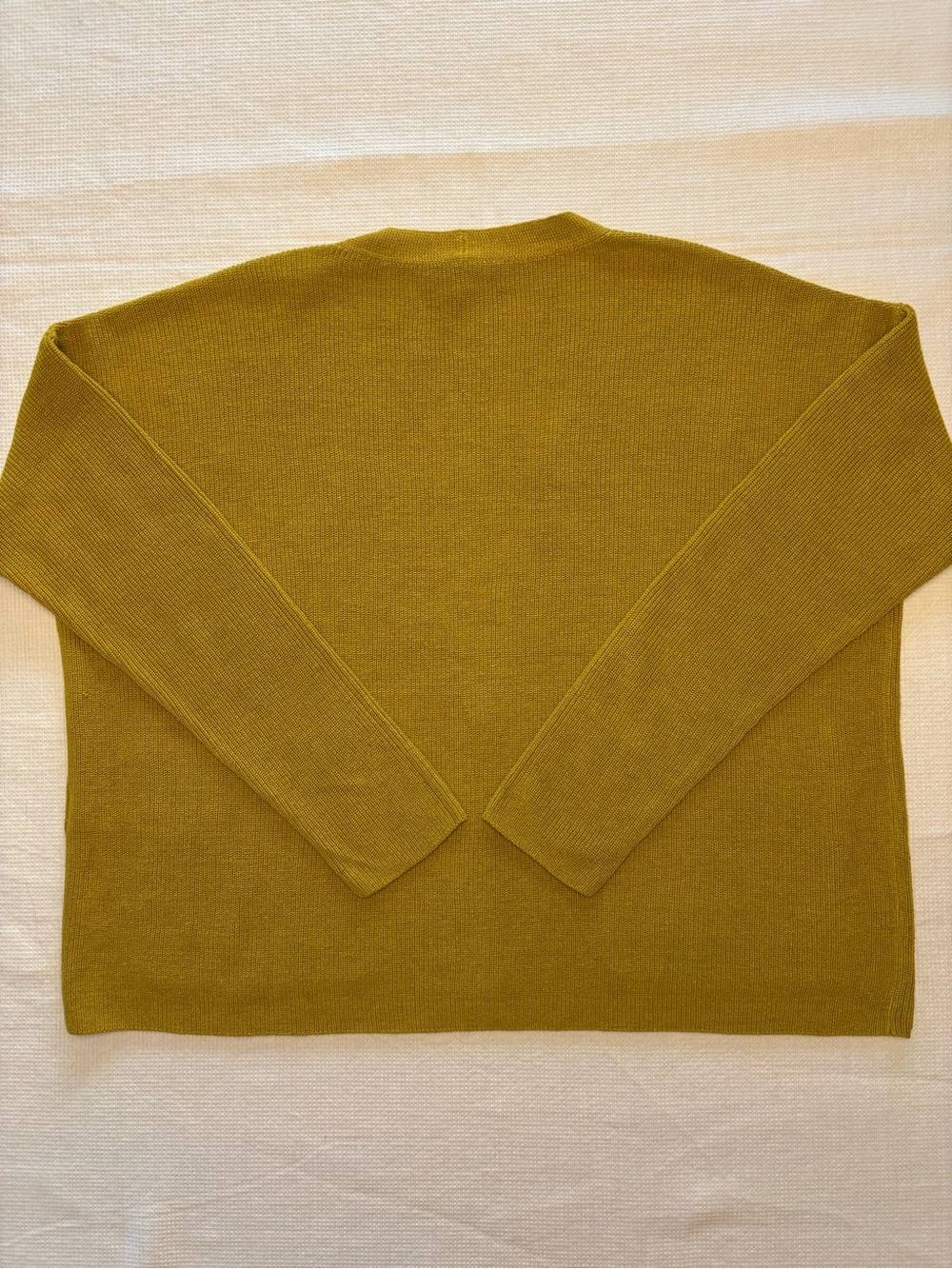 Eileen Fisher Organic Linen/Cotton Gold V-Neck Button Front Cardigan - Picture 4 of 10